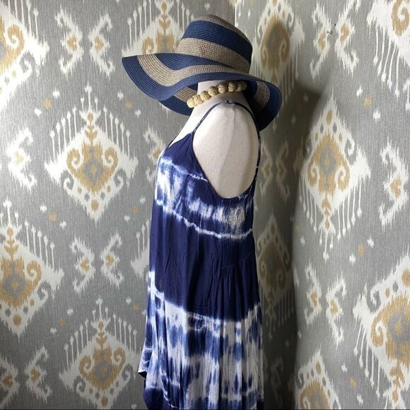 RAVIYA Navy Tie-Dye Hi-lo Cover-up Maxi Dress - LG - Picture 4 of 16